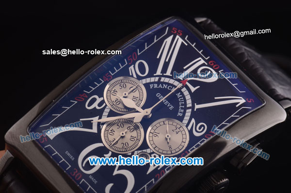 Franck Muller Long Island Chronograph Miyota Quartz Movement PVD Case with Black Dial and White Numeral Markers - Click Image to Close